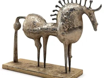 Abstract Metal Reindeer Sculpture Low-poly 3D model