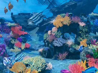 Cartoon Underwater Scene 3D model buy