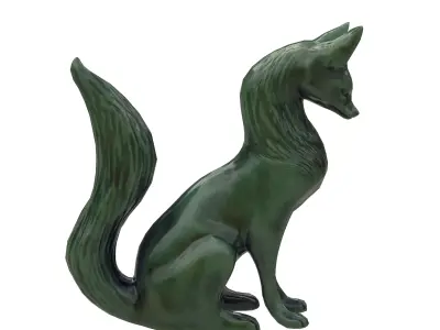 Fox porcelain statues Low-poly 3D model