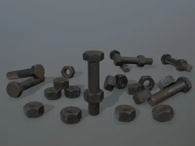 Bolts bolt and nut Low-poly 3D model 20