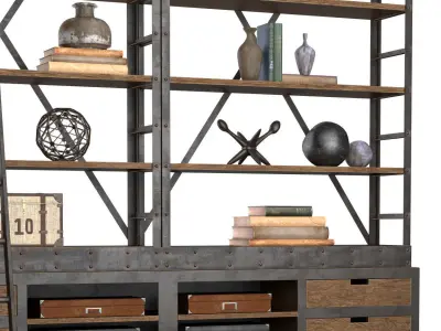 Industrial Iron Bookshelf 3D model