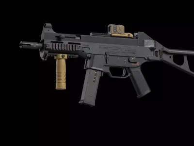 HK UMP 45 ACP - Threaded Barrel Edition TACTICAL PACK Low-poly 3D model