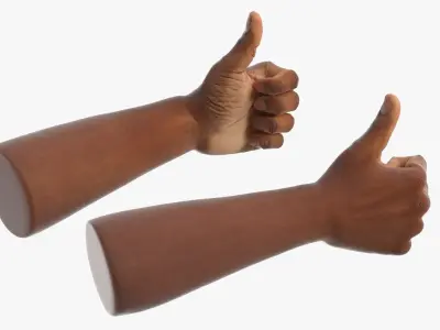 Black Male Arm Pair with Thumbs Up Gesture 3D model