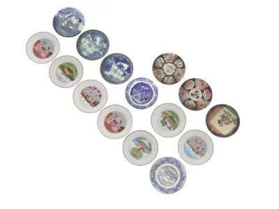 Belgium Porcelain Plates Set 3D model