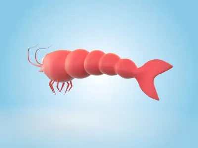 Shrimp cartoon 3D model