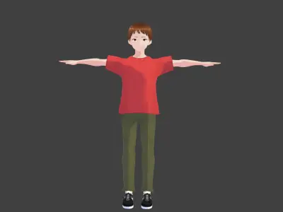 Rigged Anime Tween Boy with over 50 Shape Keys Free low-poly 3D model