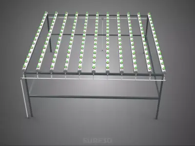 HYDROPONIC FARM SETUP SEEDLINGS GROW NET POTS PARALLEL NFT PIPES 3D model