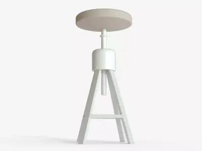 White Steel Industrial Bar Chair 3D model