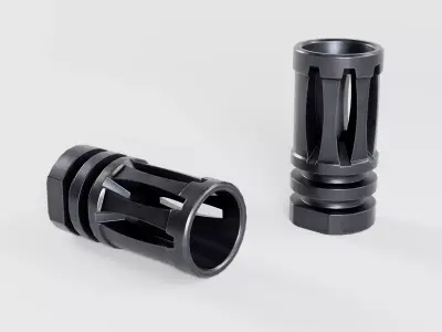 A2 Birdcage Flash Hider  Low-poly 3D model