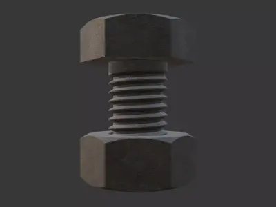 M10 Hex Bolts and Nuts with Rusty Iron Texture 3D model