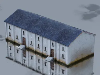 Chinese Style Rural Factory Building Low-poly 3D model