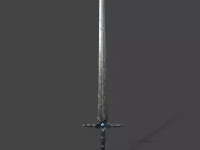 Simple medieval dark metal sword 8 k textures lowpoly Low-poly 3D model
