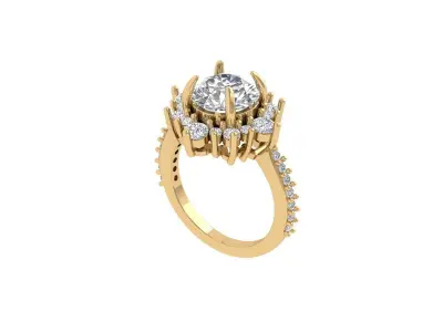 Solitaire Engagement Art Deco Ring 3D print model 67