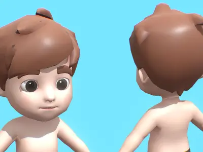 Base Mesh Pack - Cartoon Boy Kid  Low-poly 3D model