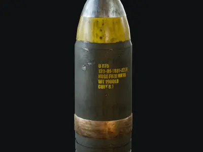 Large Artillery Shell with textures Free low-poly 3D model