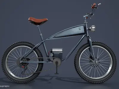 Electric Mountain Bicycle Low-poly 3D model