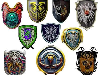 10 low poly Shields V3 Low-poly 3D model Low-poly 3D model