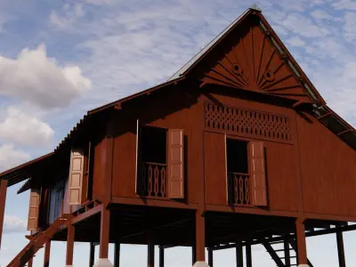 Traditional Malay House Tiang 12 Vernacular Architecture  3D model