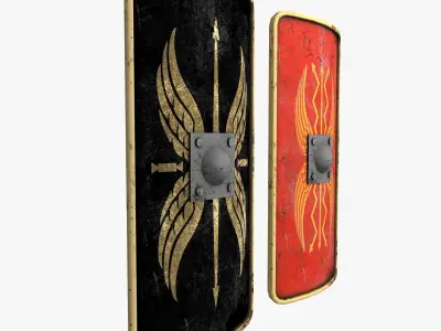 Roman Shield Legionary Scutum Game Ready Low Poly Low-poly 3D model