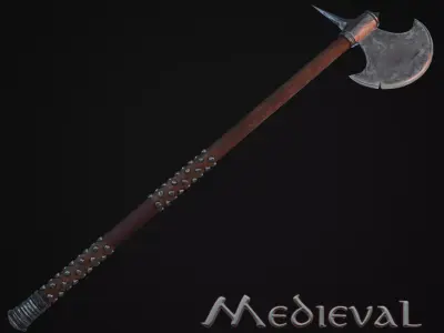 Medieval Battle Axe Low-poly 3D model