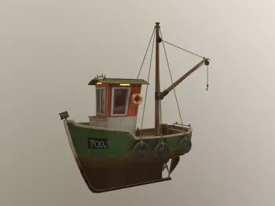 Ship Low Poly fishing boat Low-poly 3D model