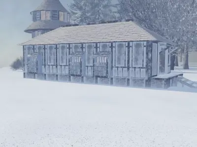 Winter Village By The Water 3D model