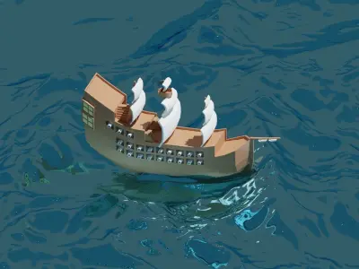 low poly ship  Low-poly 3D model