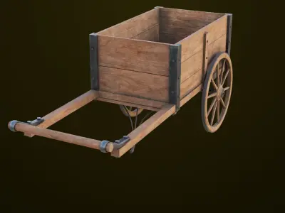 Wooden Vendor Cart01 All PBR Unity UE Textures Included Low-poly 3D model