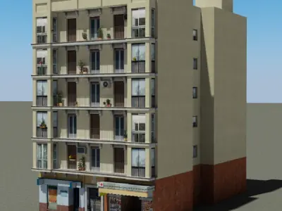 Building apartment Low-poly 3D model shop