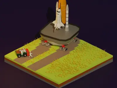 Rocket Launcher Base in Low Poly Low-poly 3D model