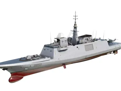 FREMM class Frigate FS Aquitaine-class Frigate Low-poly 3D model