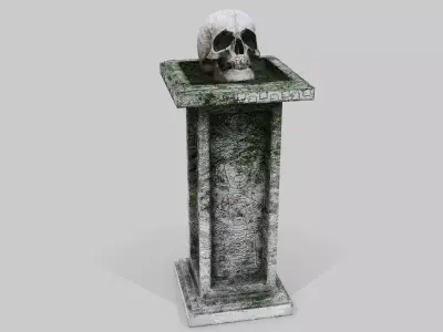Skull Temple Pedestal - PBR Low-poly 3D model