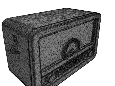 Vintage Wooden Radio Receiver Low-poly 3D model