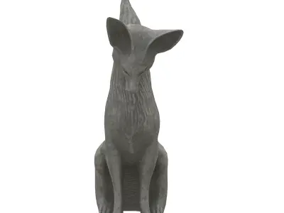 Fox stone statues Low-poly 3D model