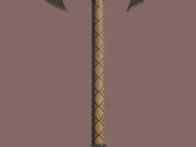  Battle Axe Silver - Medieval Weapon All PBR Textures Included Low-poly 3D model