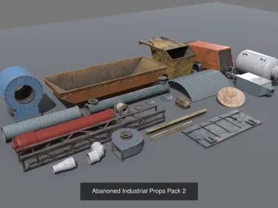 Abandoned Industrial Props 3D Model Pack