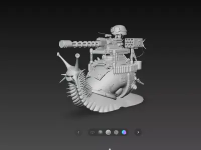 Battle Snail Machine Gun Creature Military Fantasy STL 3D print model