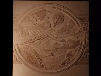 Sailing Kite Sandcasting Bas High Relief CNC 3D print model