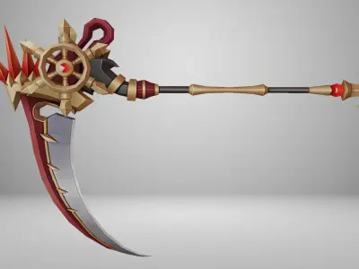 Futuristic Scythe Low-poly 3D model 8