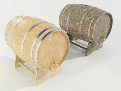 Wooden Barrels 3D model buy