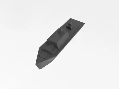 Cartoon Simple Warship v1 001 Low-poly 3D model