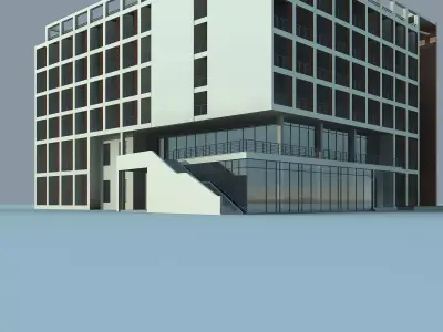 Architecture office building with stairs 3D model
