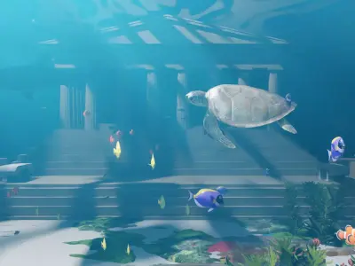 Underwater scene - ancient ruins 3D model