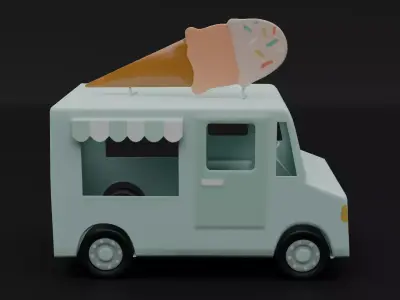 IceCream Truck Low-poly 3D model