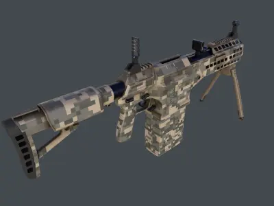 Automatic Grenade Launcher Savan Caliber 32mm Pixel Low-poly 3D model