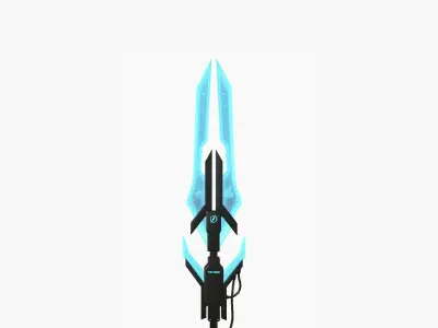 SciFi War Spear A01 Black Blue - Character Design Fashion Low-poly 3D model