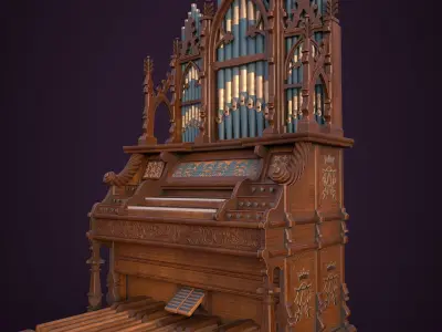 Pipe Organ Antique Low-poly 3D model