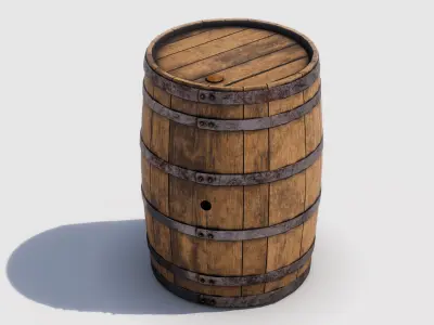 Barrel Low-poly 3D model 11
