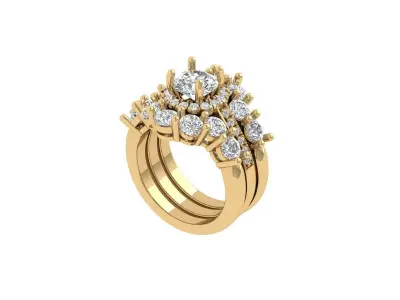 Solitair Ring Bridal Set 3D print model 33
