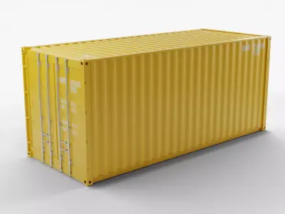 20Ft Cargo Container - Yellow - Clean 3D model